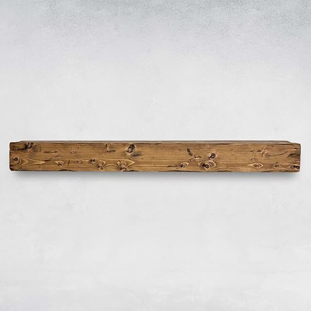 fireplace mantel, natural wood floating shelves, easy to install rustic shelving, water-based paint, 48 inch floating shelf, aged oak - luxe shelf group
