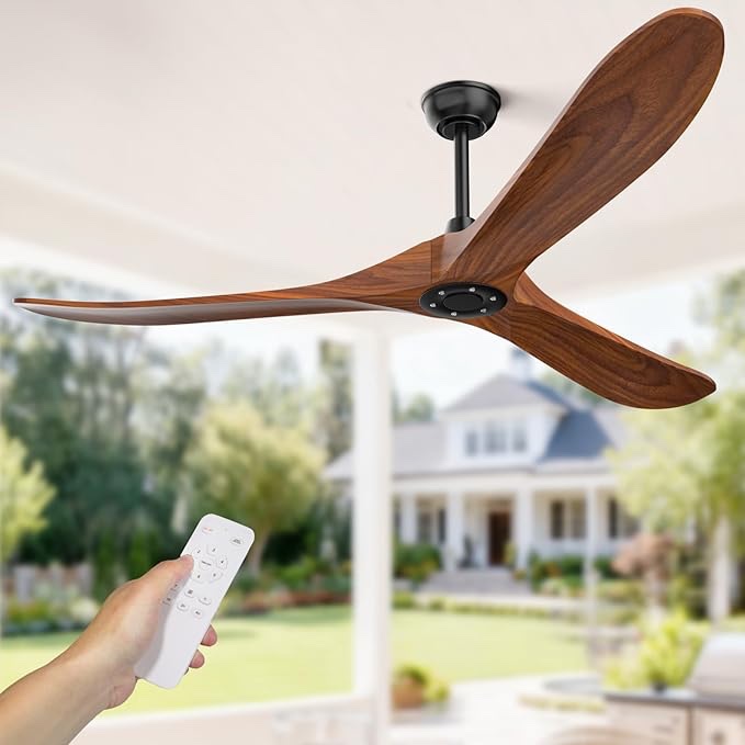 obabala 52'' wood ceiling fan modern ceiling fan with led light remote control for patios indoor ceiling fan reversible dc motor and white