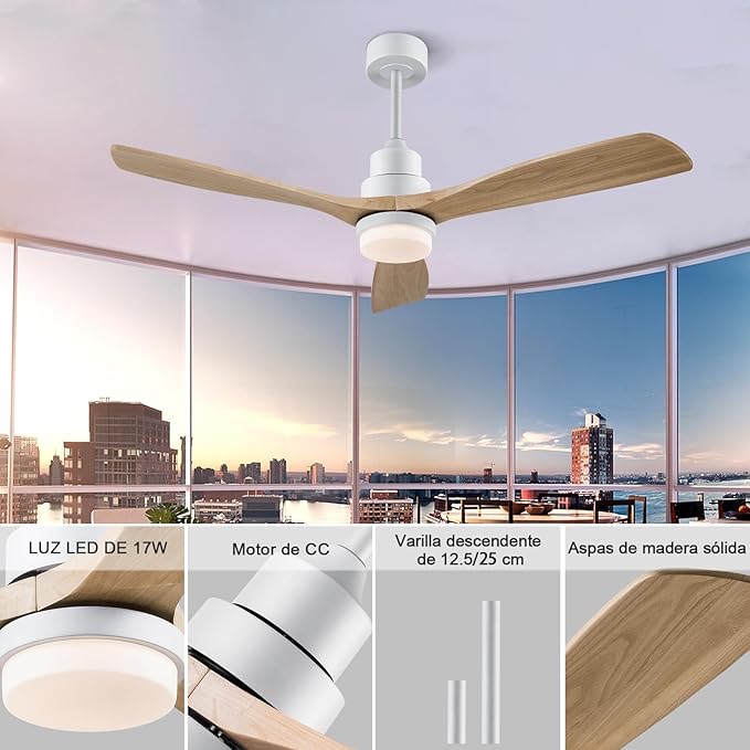 Condition photo showing Good Condition for Obabala 52'' Wood Ceiling Fan Modern Ceiling Fan with LED Light Remote Control for Patios Indoor Ceiling Fan Reversible DC Motor brown