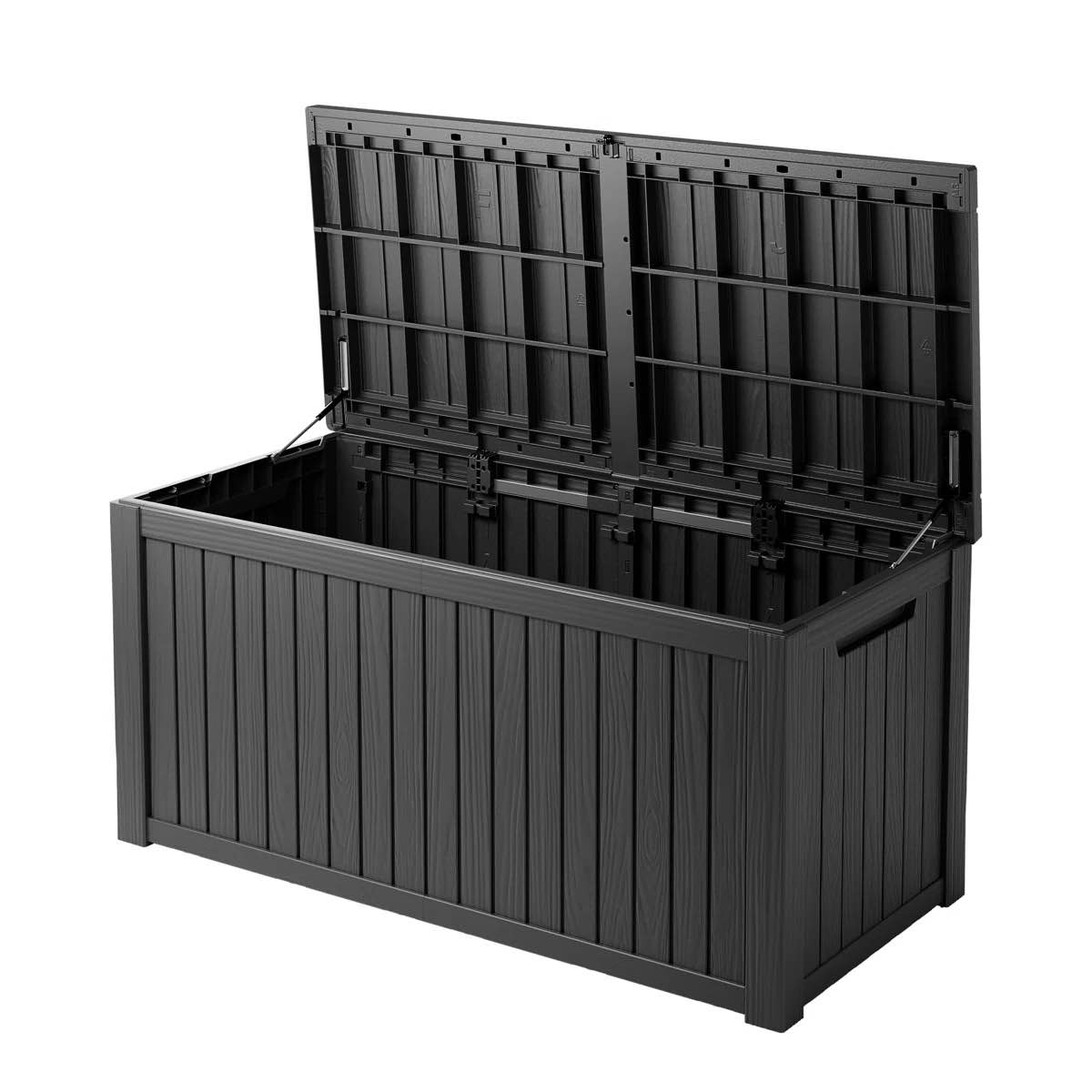 Condition photo showing As Is for decksplore 180 gallons water resistant resin lockable deck box