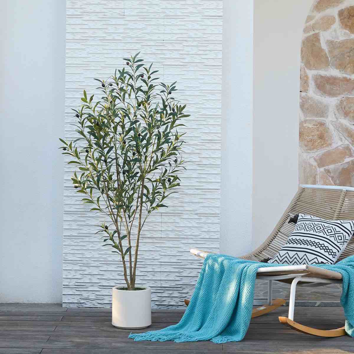 george artificial olive tree and round planter uv protected faux olive