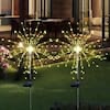 solar garden firework lights outdoor waterproof solar powered art stake twinkle lighting for outside decor 2-pack