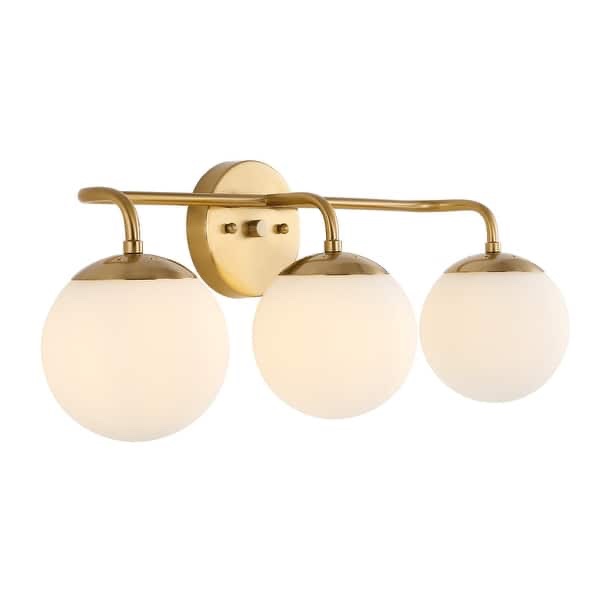 jonathan y globe metal/frosted glass modern led vanity - 3-light - brass gold