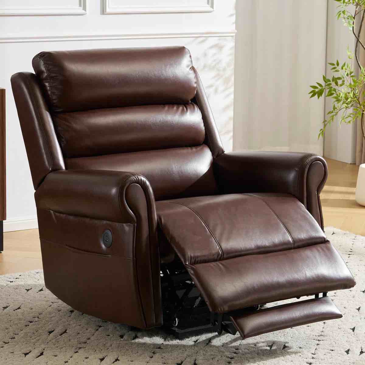 power lift recliner chair for elderly with massage and heat, lay flat recliner for big and tall, brown by red barrel studio®