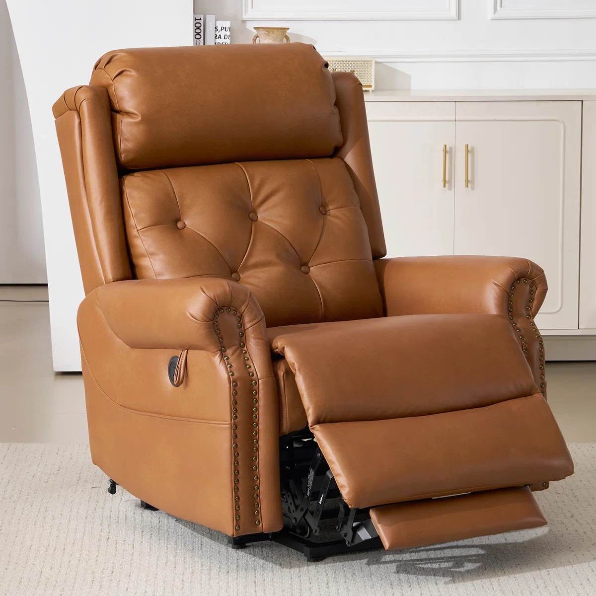 large power lift recliner chair for elderly, oversized lay flat recliner with massage and heat, electric lift chair with adjustable headrest, extended footrest, usb ports.