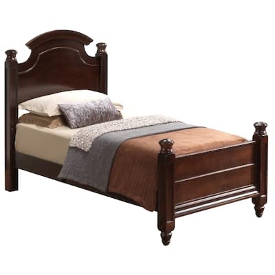 Cappuccino Twin Bed with Transitional Style, Warm Finish and Detailed Frame for Guest Rooms, Kids' Rooms or Cozy Spaces