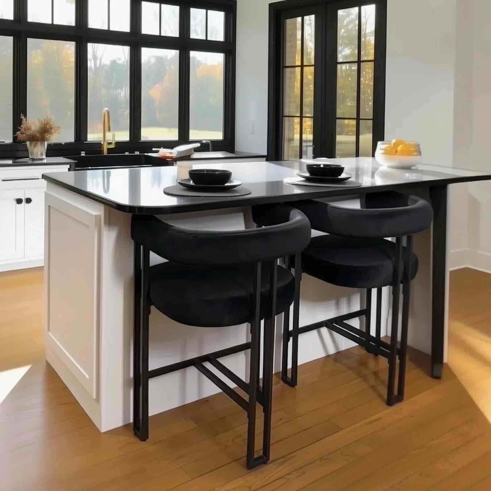 mia 24" modern velvet counter stool with arms (1-piece