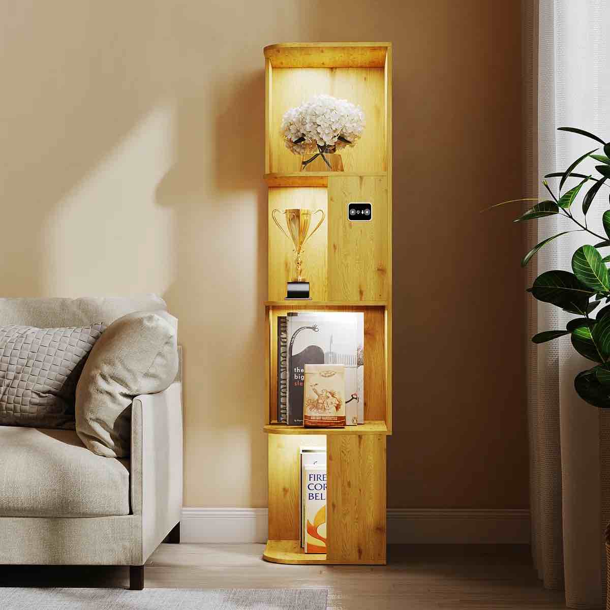 Condition photo showing New/Like New for 50.8"h-4-shelf arched storage cabinet with tri-color sensor light by wrought studio