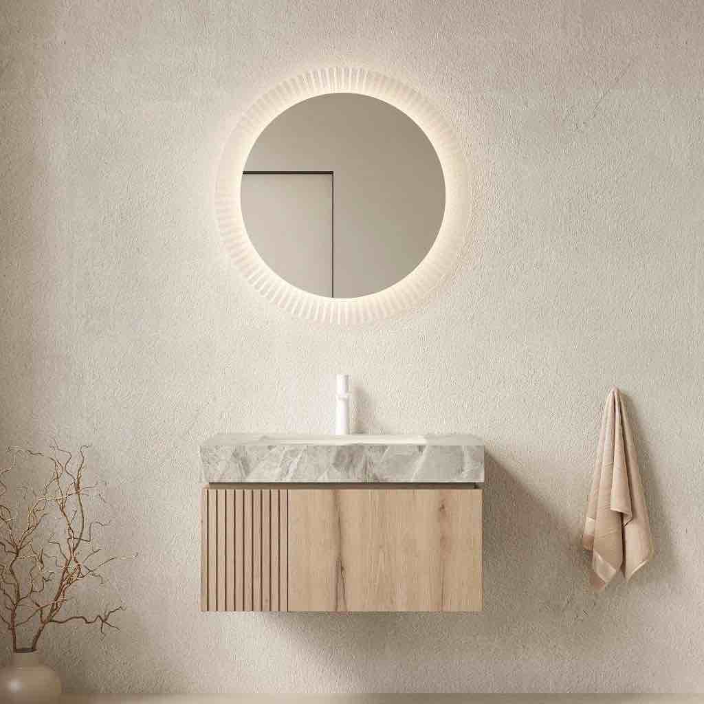 Condition photo showing Good Condition for luxstone modern luxury vanity with sintered stone countertop and ceramic basin by nfusion