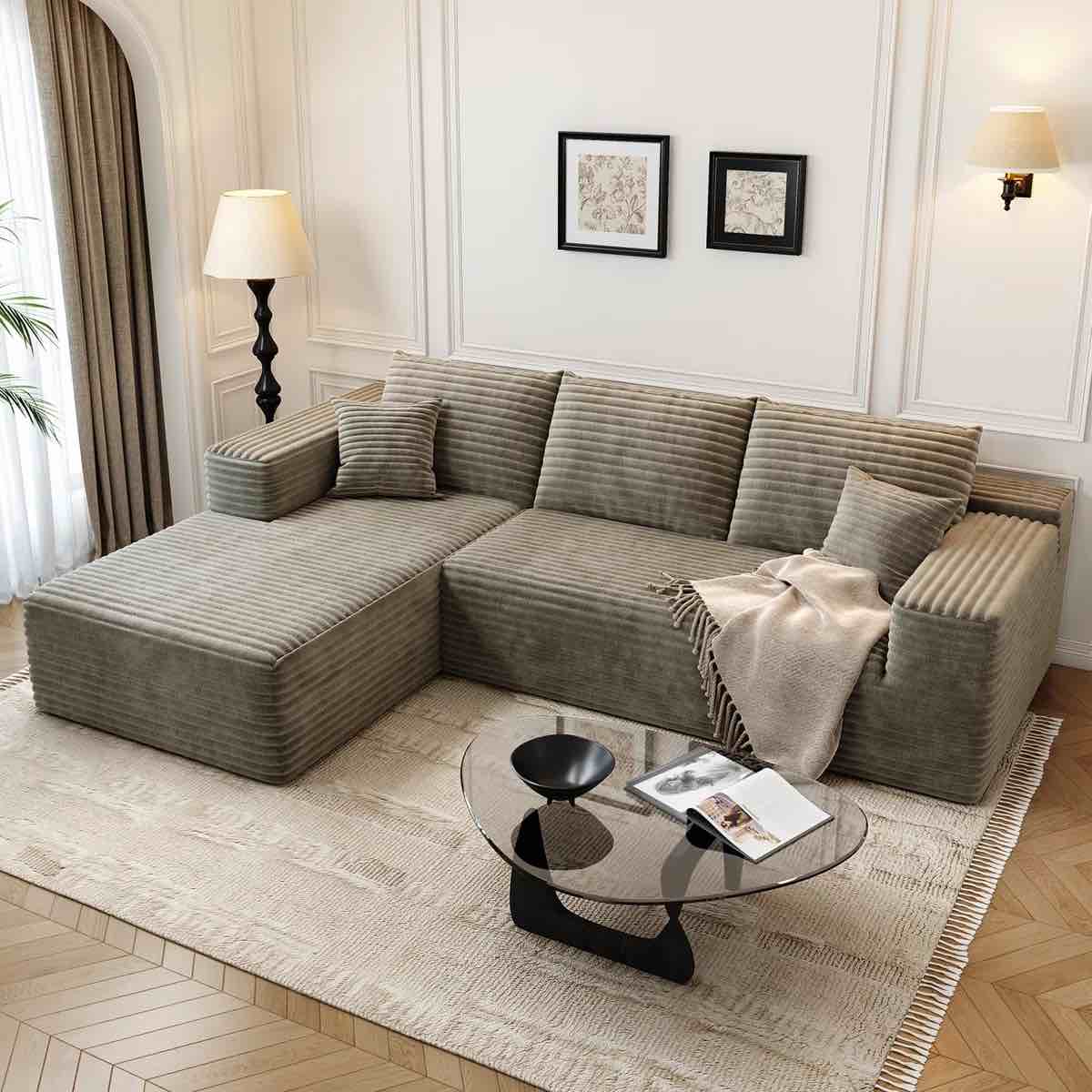 107.5"cloud modular sectional sofa couch with l-shape chaise,modern minimalist upholstered couches for living room bedroom,deep seat corner couch,no assembly required by mercer41