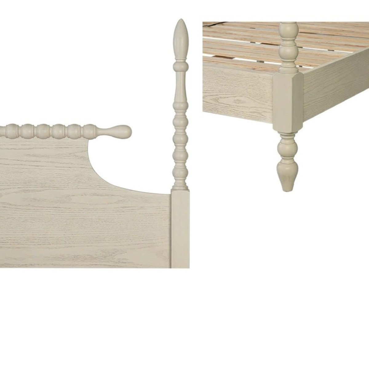 Condition photo showing As Is for beckett solid wood low-profile bed frame with spindle design 
