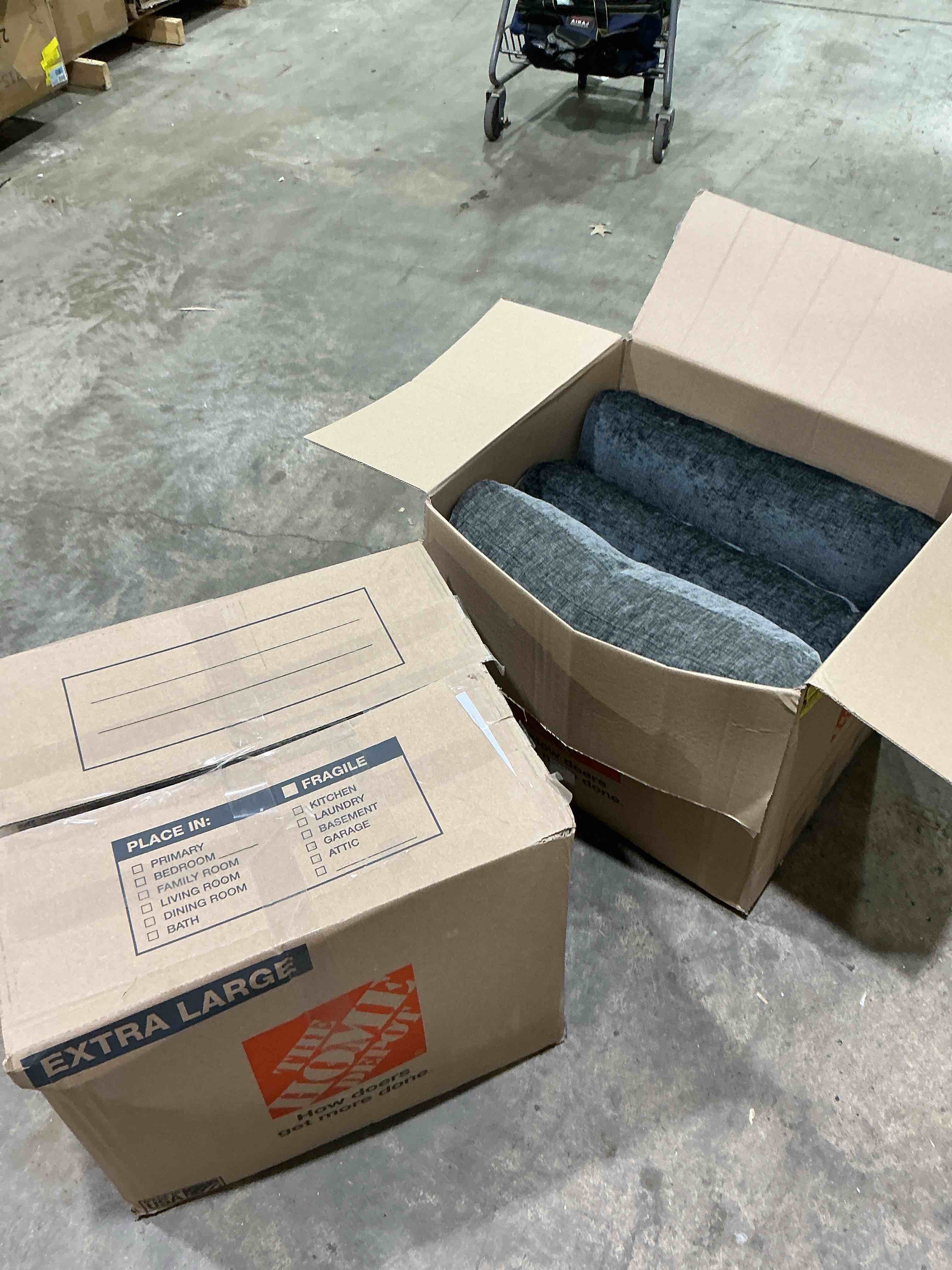 Condition photo showing As Is for 5 seat modular sofa,with storage ottoman, convertible sectional sofa, l shaped couch , reversible chaise ,riveted sofa,chenille by mercer41