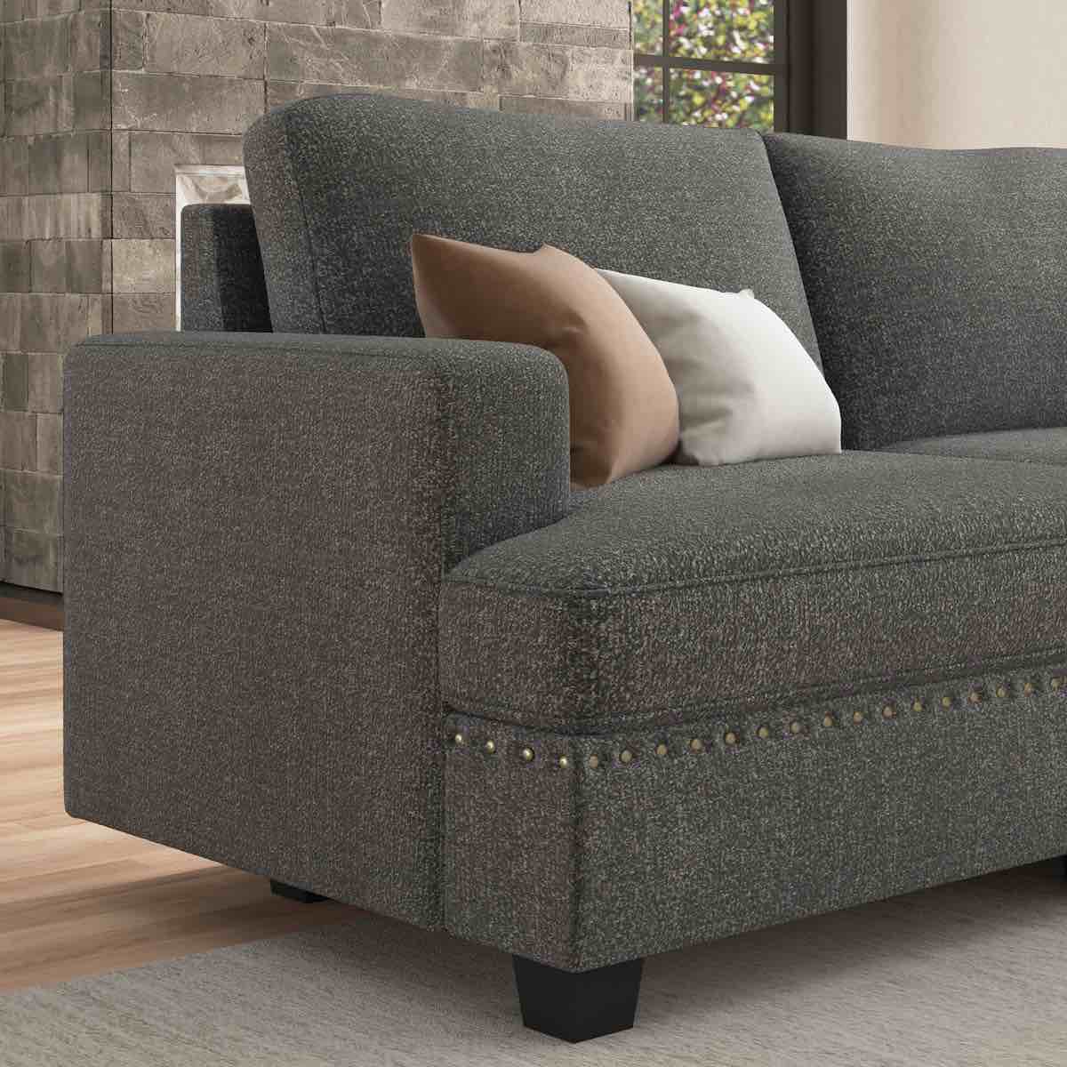 Condition photo showing As Is for anureet 4-seater modular sofa couch upholstered small sectional sofa
