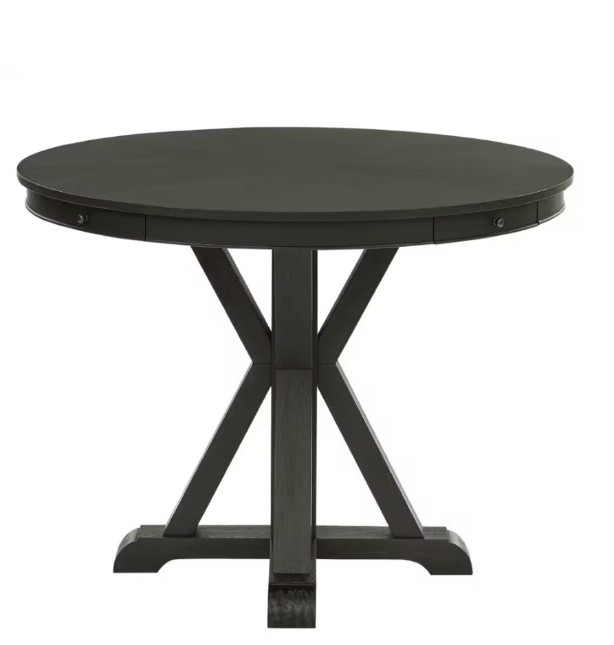 Rylie Black Wood Trestle Counter Height Dining Table Seats 4