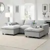 86'' 5-seat chenille modular sectional sofa bed with storage seats â€“ convertible space-saving living room sofa 
