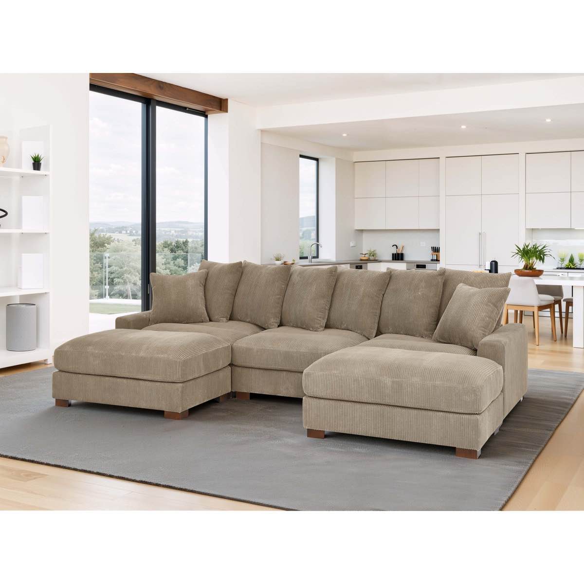 ashira wide reversible modular corner sectional with ottoman