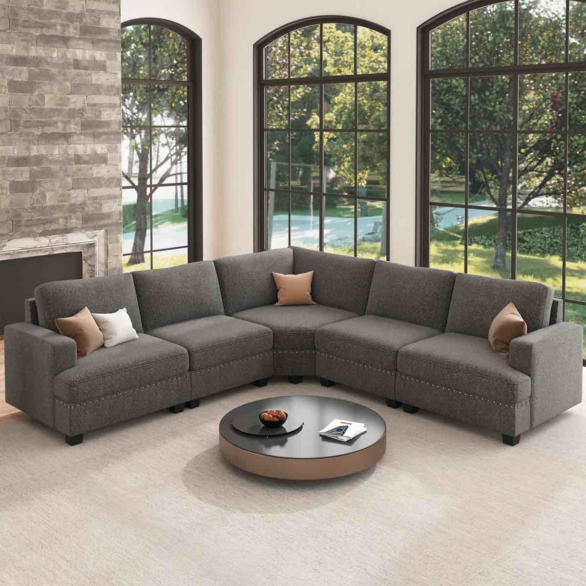 anureet l shaped modular sectional couch corner sectional sofa by wade logan grey