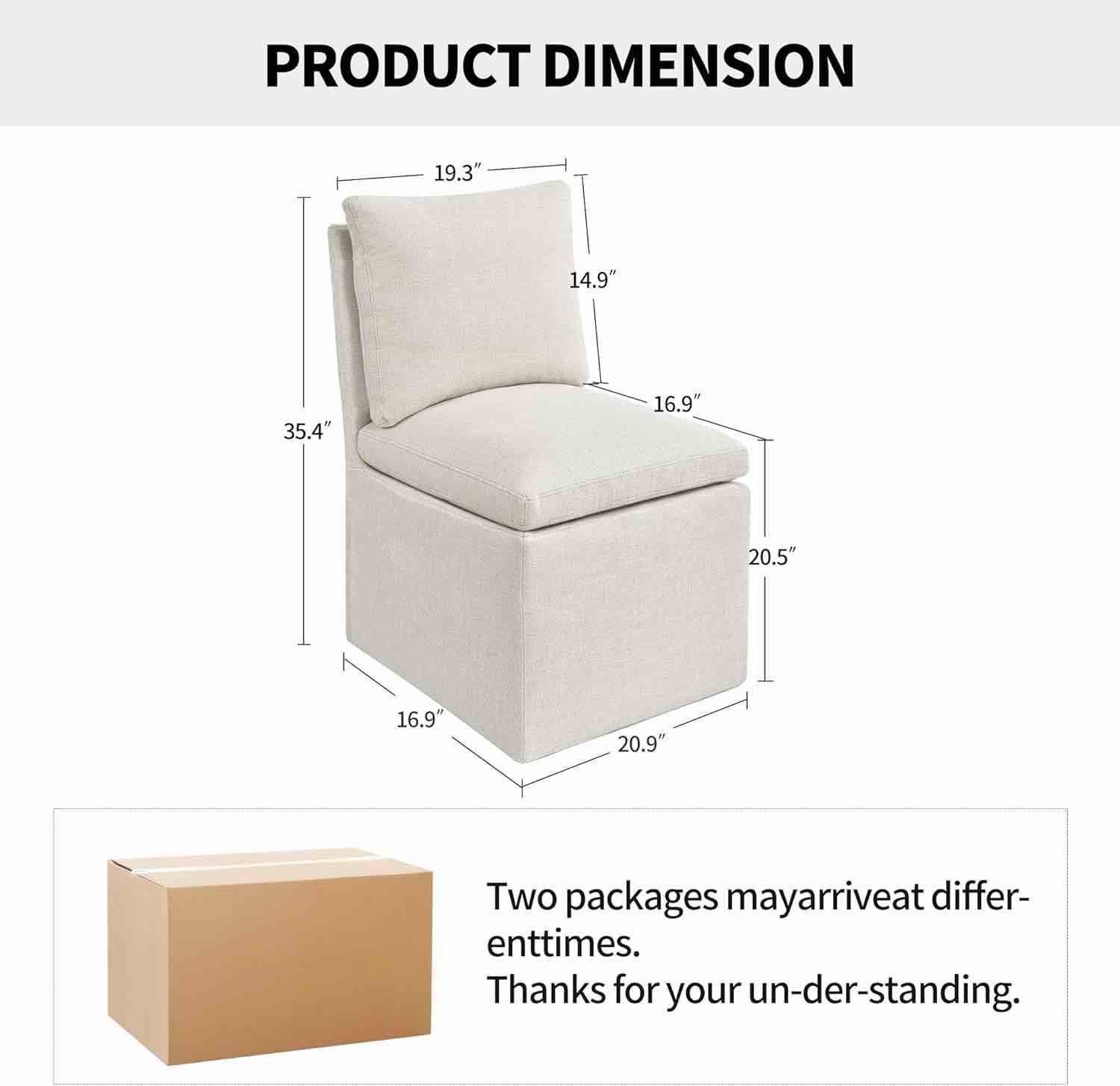 Condition photo showing As Is for duhome upholstered armless dining chair with casters,linen dining chair for living room,single sofa chair with 4 casters for bedroom reading room waiting room kitchen dining room