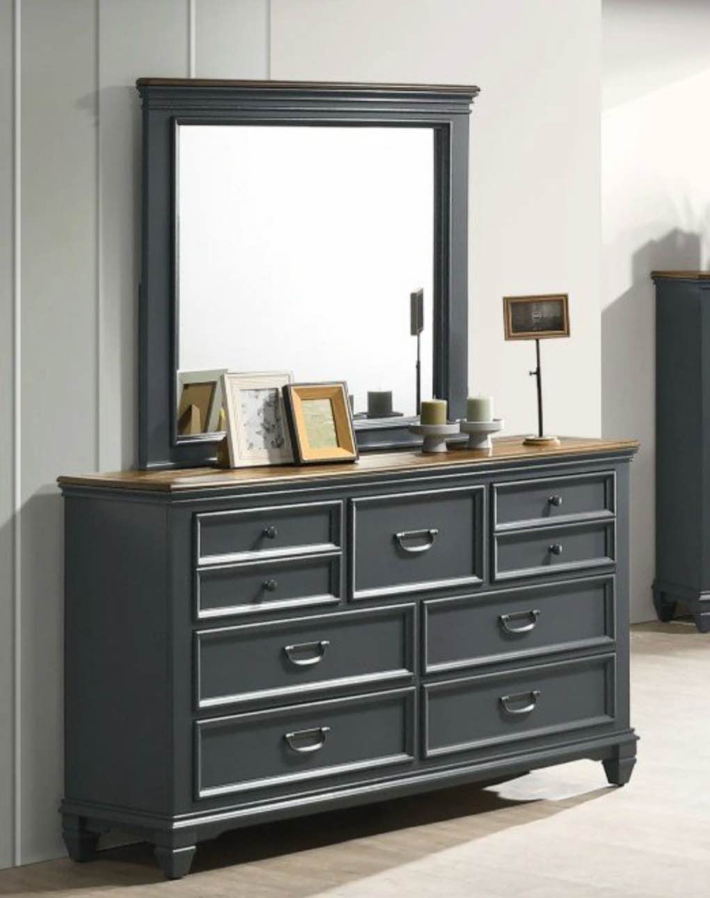 Condition photo showing New/Like New for round hill furniture mirror blue grey
