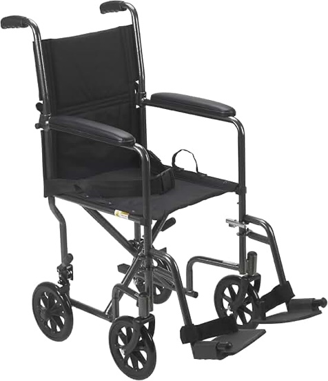 Drive Medical Lightweight Folding Transport Wheelchair - Reliable Mobility Support - Durable Steel Frame - Swing-Away Footrests - Compact Travel Design - Silver