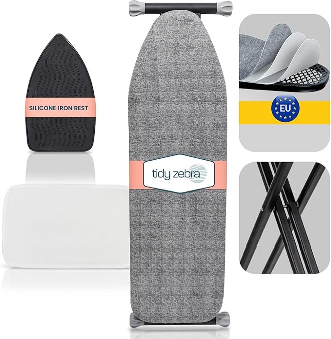 tidy zebra compact ironing board with two covers and iron rest