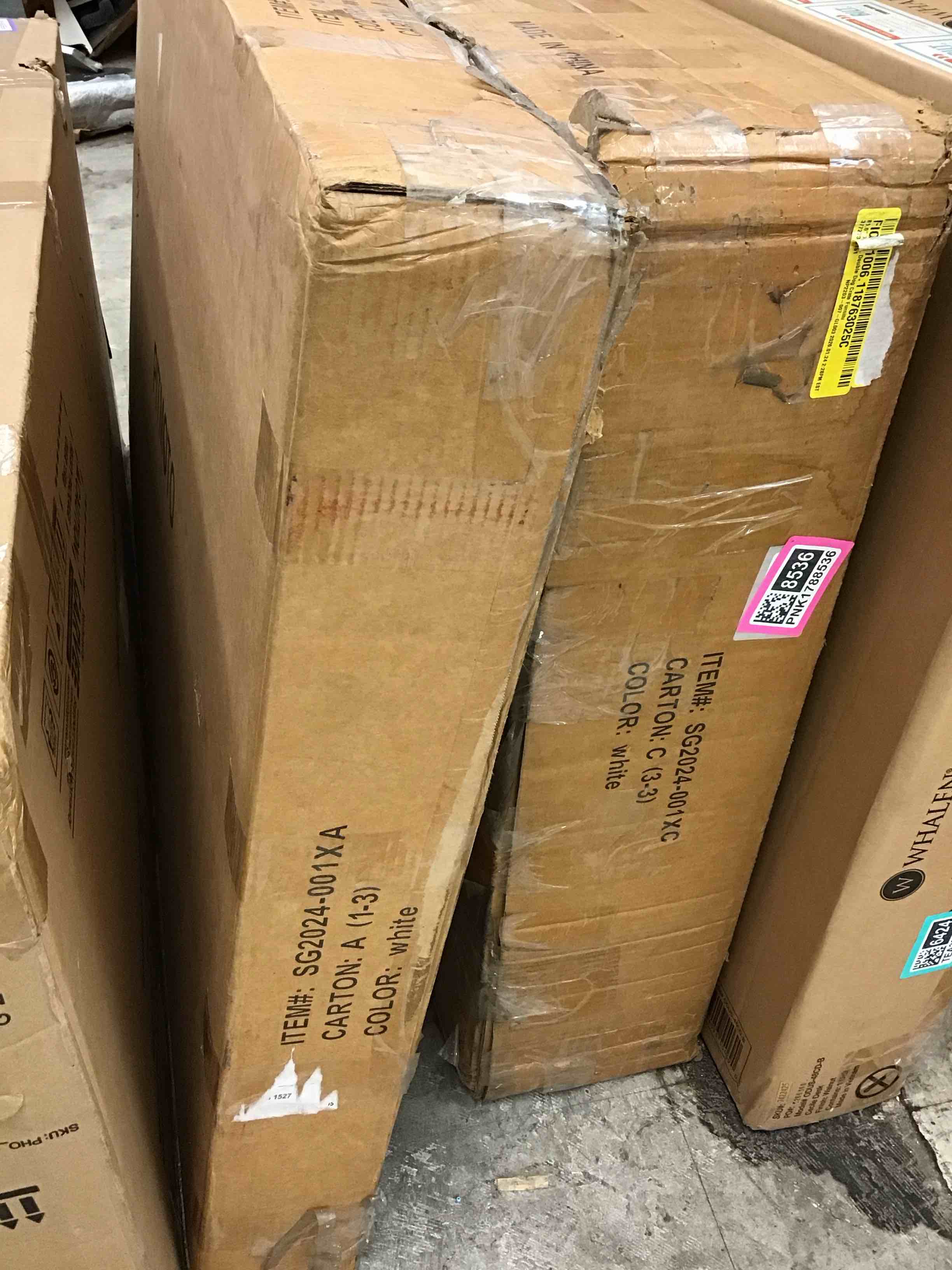 Condition photo showing As Is for fredreck furniture style crate by tucker murphy pet white, (incomplete, missing box #2 out of 3)