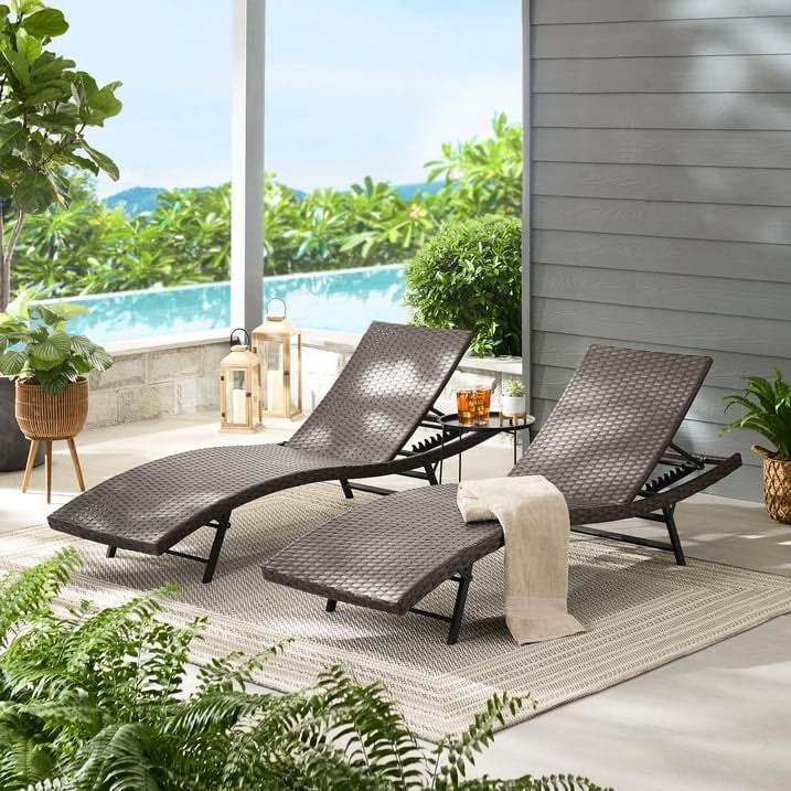 Mainstays Henderson Wicker Outdoor Chaise Lounge, Set of 2 