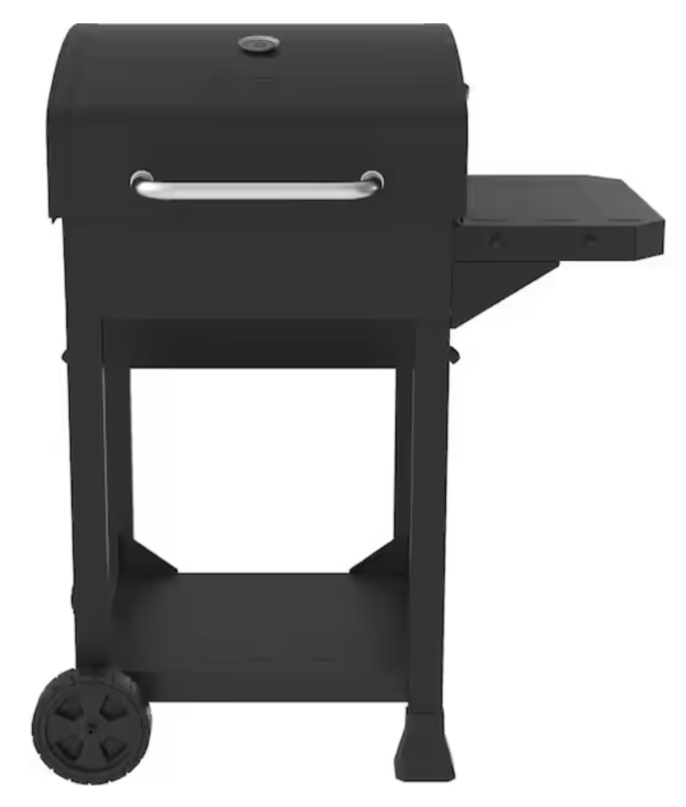 Nexgrill Cart-Style Charcoal Grill in Black with Side Shelf 810-0047