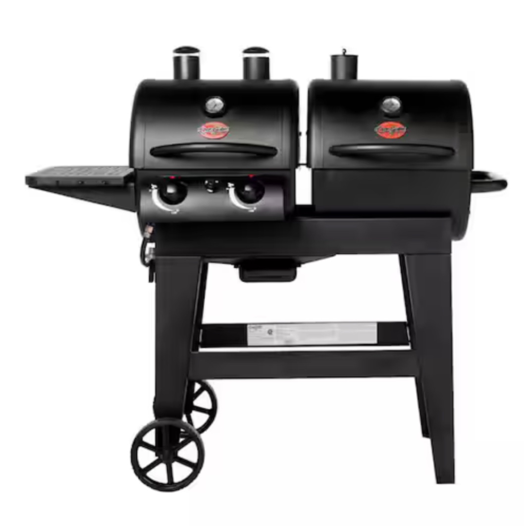 Char-Griller Dual Threat 2-Burner Gas and Charcoal Grill in Black