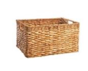 Large Rectangle Coiled Basket - Threshold: Water Hyacinth, Circular Storage for Throws