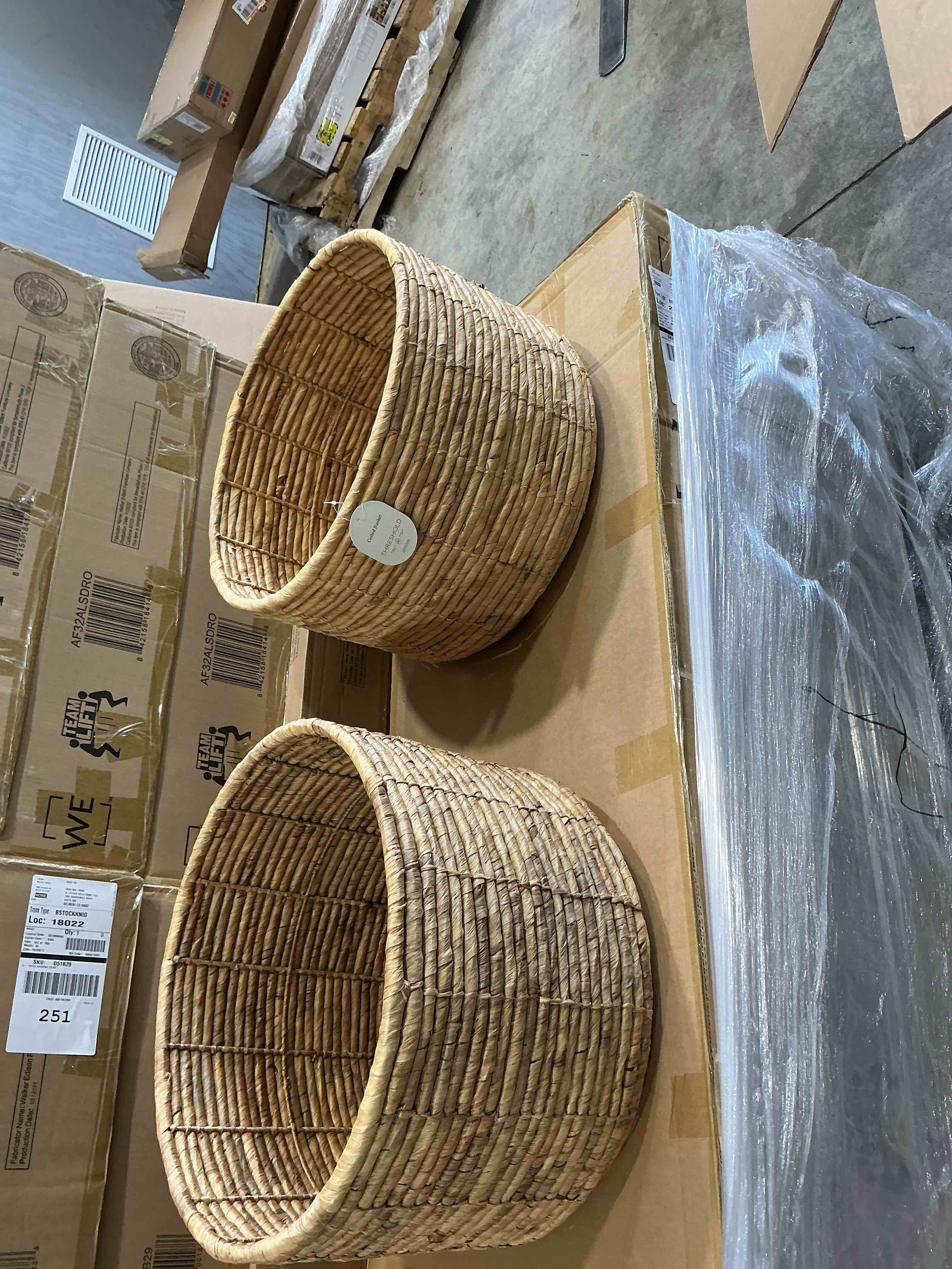 Large Coiled Baskets (Two Pack) - Threshold: Water Hyacinth, Circular Storage for Throws