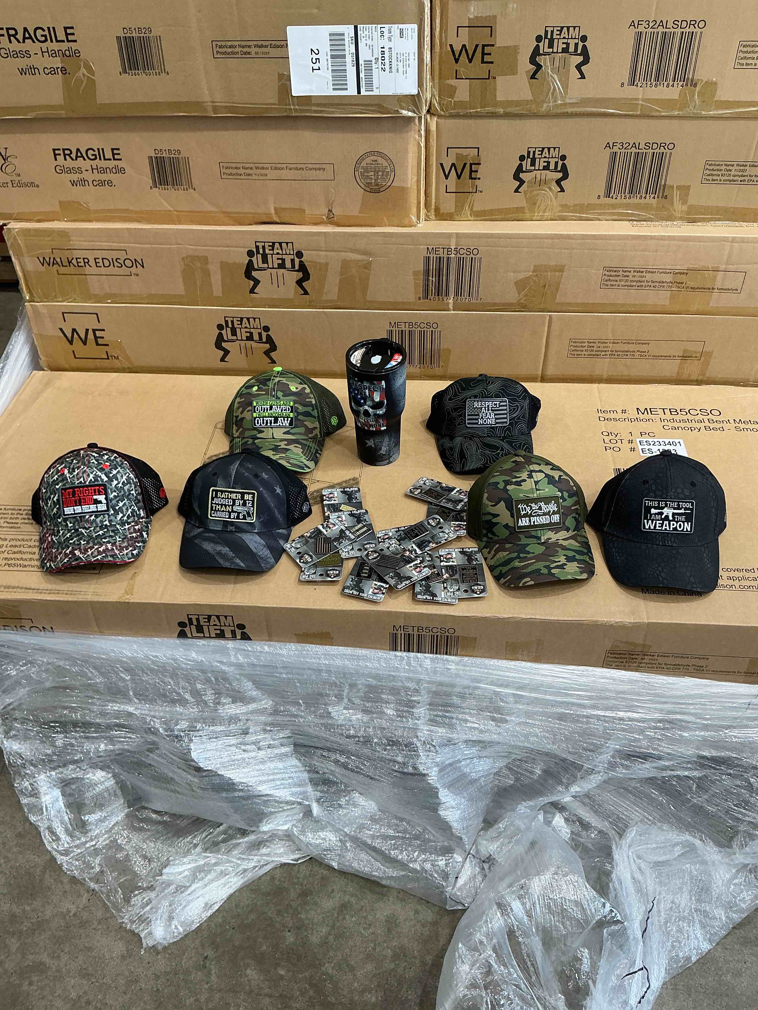 BUNDLE… 30oz Tac Gear Tumbler with SIX Hats and TWELVE Tac Pins, celebrate America!