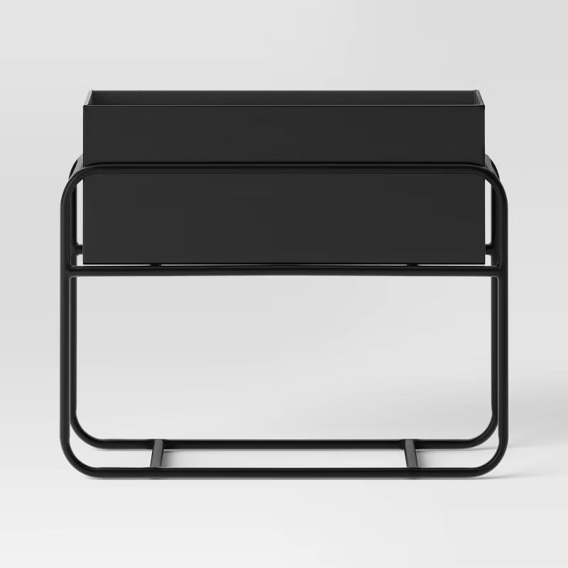 Rectangular Metal Indoor Outdoor Planter and Stand Set 20"x8"x16.5" Black - Threshold (Please be advised that sets may be missing pieces or otherwise incomplete.)