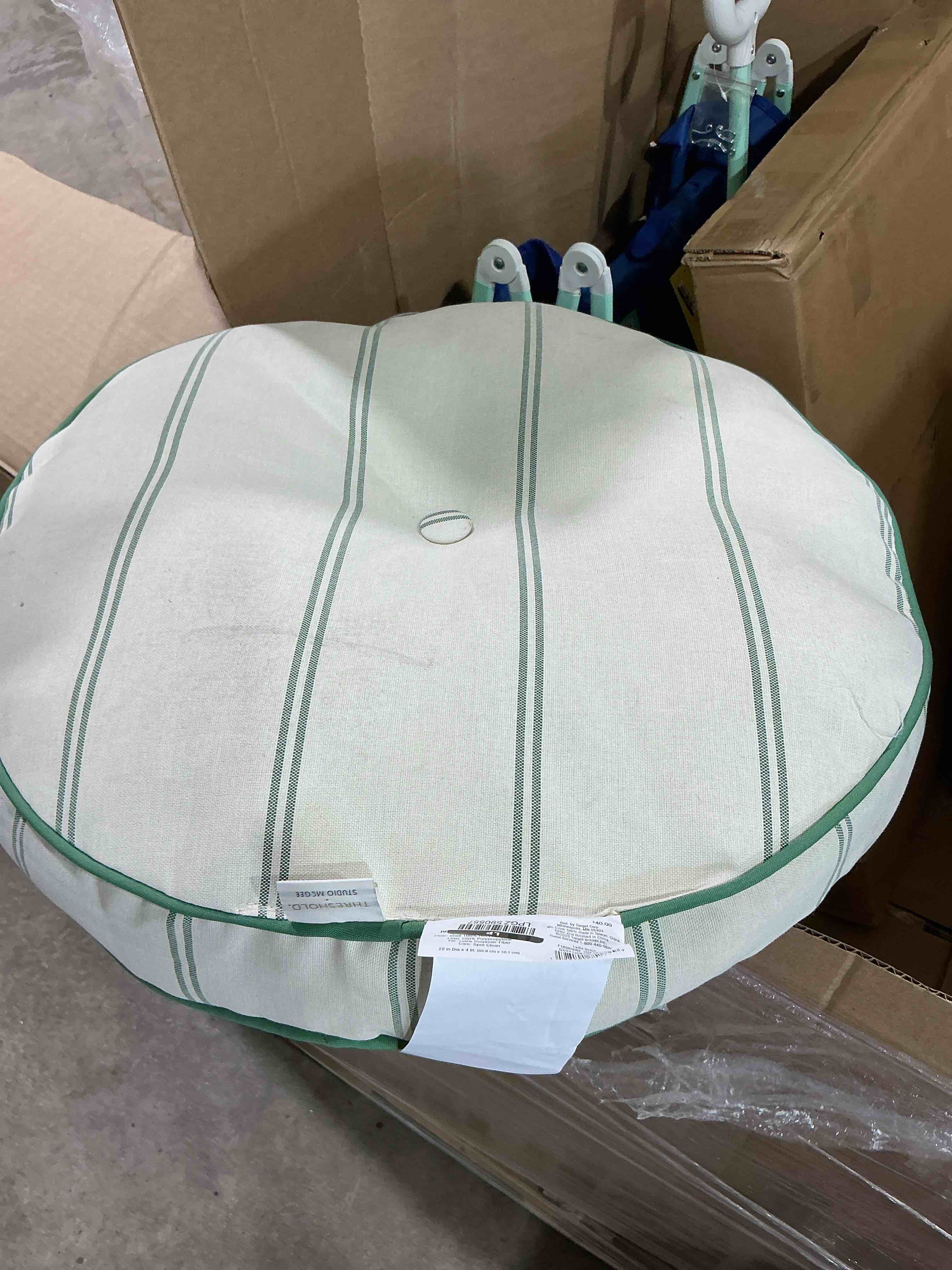 22"x22" Striped Round Deep Seat Outdoor Back Cushions Cream - Threshold designed with Studio McGee
