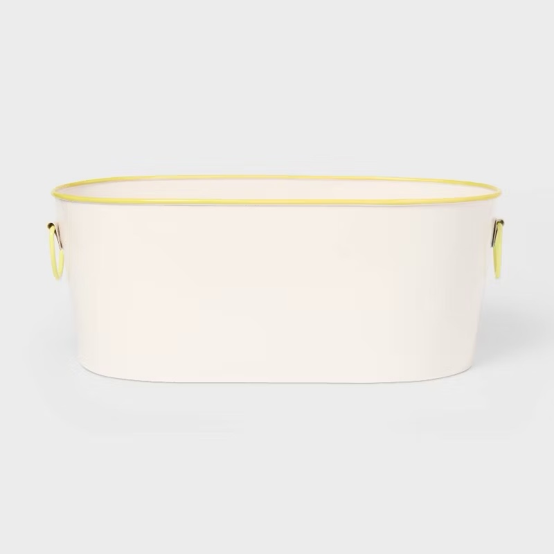11L Metal Beverage Tub with Powder Coated Finish Cream Yellow Rim - Sun Squad