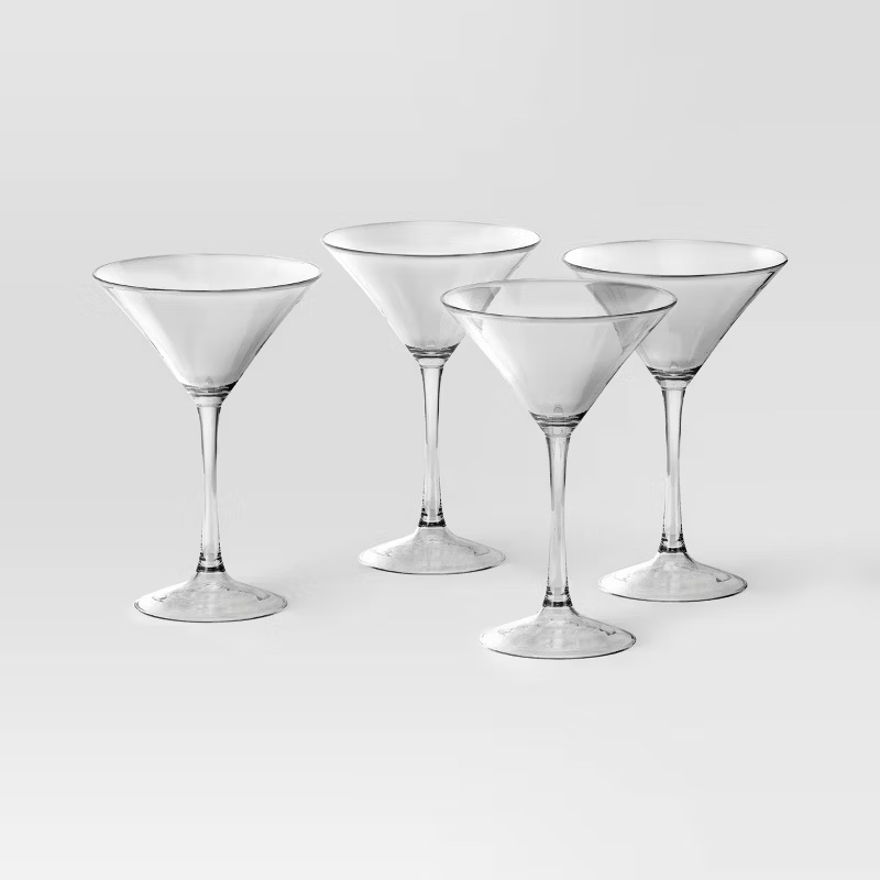 4pk Entertaining Martini Cocktail Glass Set - Threshold: Clear Glass, Dishwasher-Safe, 8oz Capacity, Set of 4 (Please be advised that sets may be missing pieces or otherwise incomplete.)