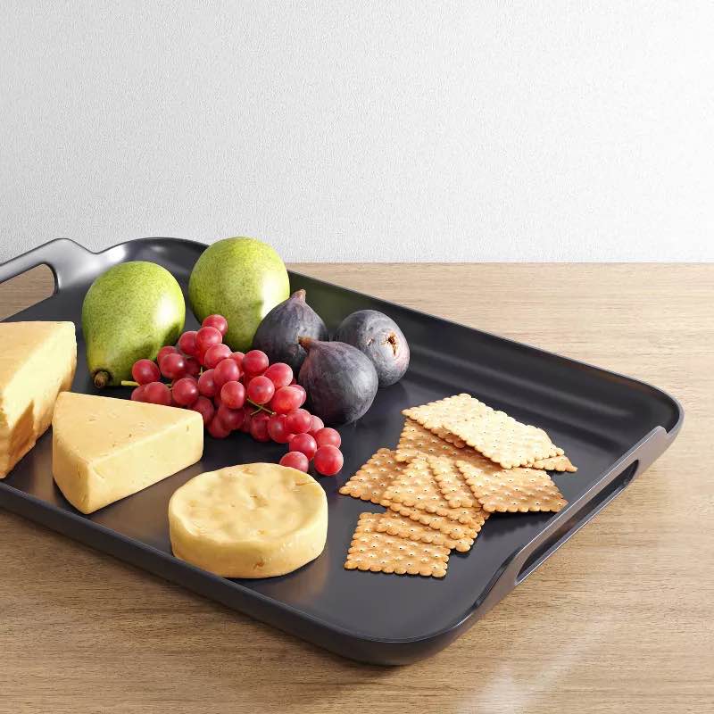 19.5" x 13.5" Plastic Serving Platter Gray - Made By Design:  Microwave & Dishwasher Safe, Rectangle Tray
