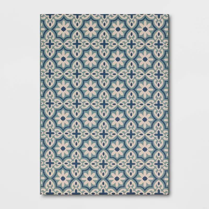 5'x7' Tonal Tile Outdoor Area Rug Blue - Threshold