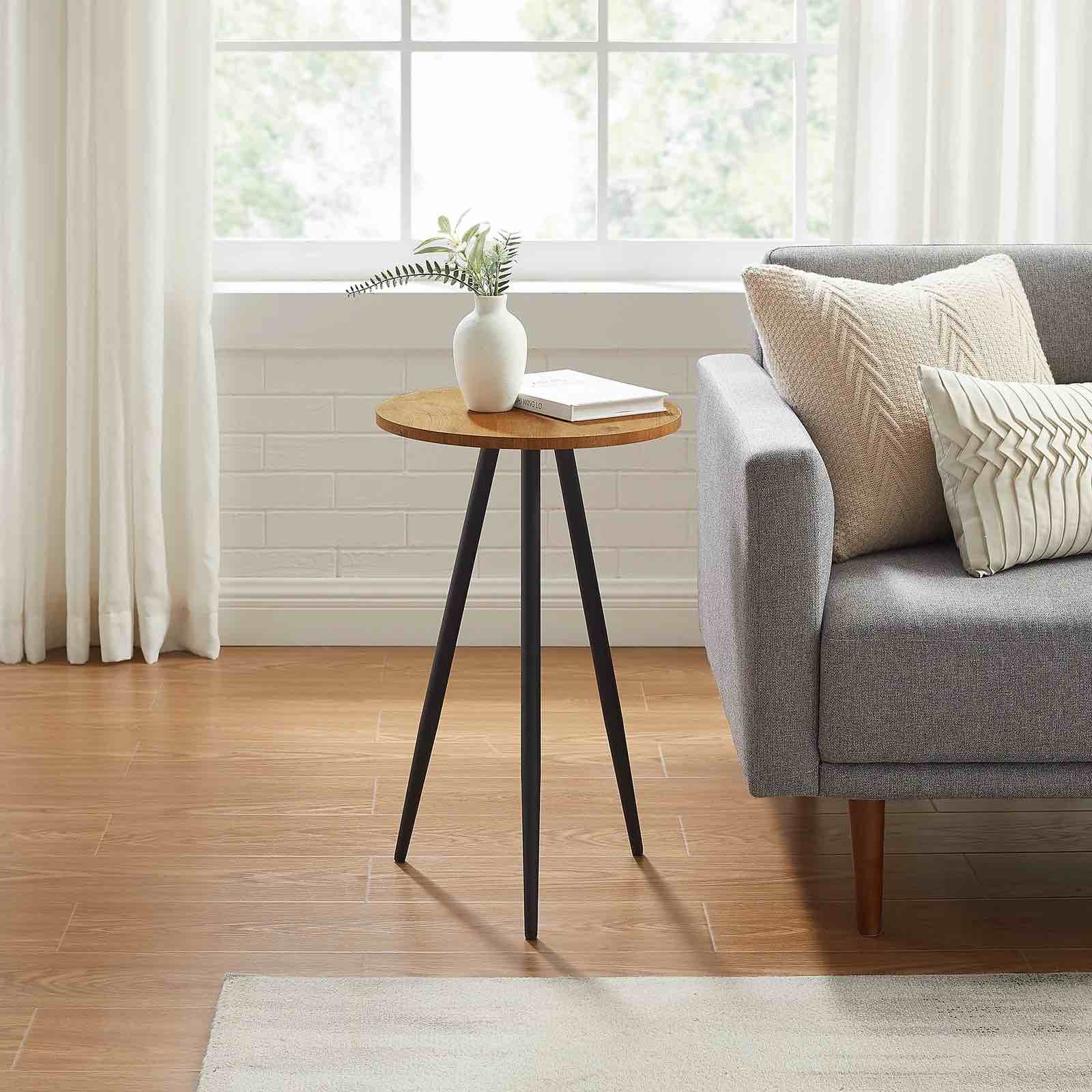 16" 3-Leg Glam Side Table - Grey UV Marble/ Chrome