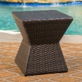 Calahan Outdoor 16 Wicker Square Side Table, Brown