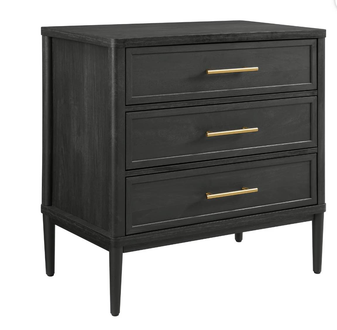 Better Homes & Gardens Oaklee 3 Drawer Nightstand with USB, Charcoal