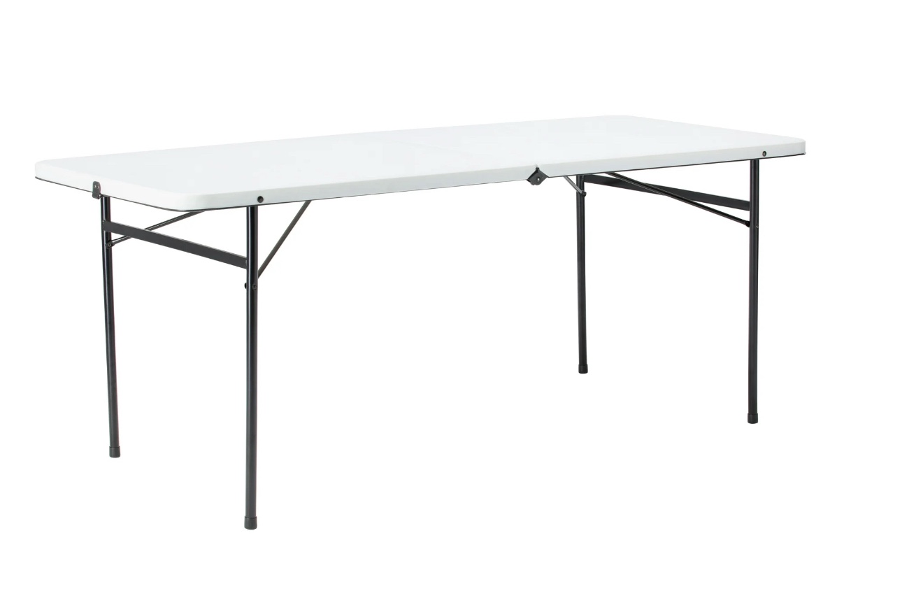 Mainstays 6 Foot Bi-Fold Plastic Folding Table, White