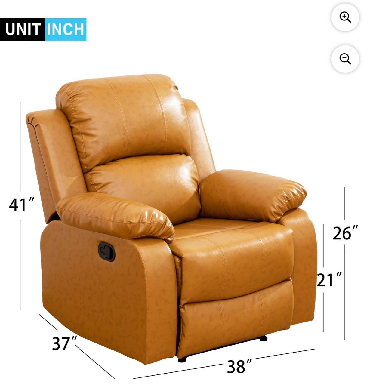 better homes & gardens modern farmhouse glider recliner, camel faux leather