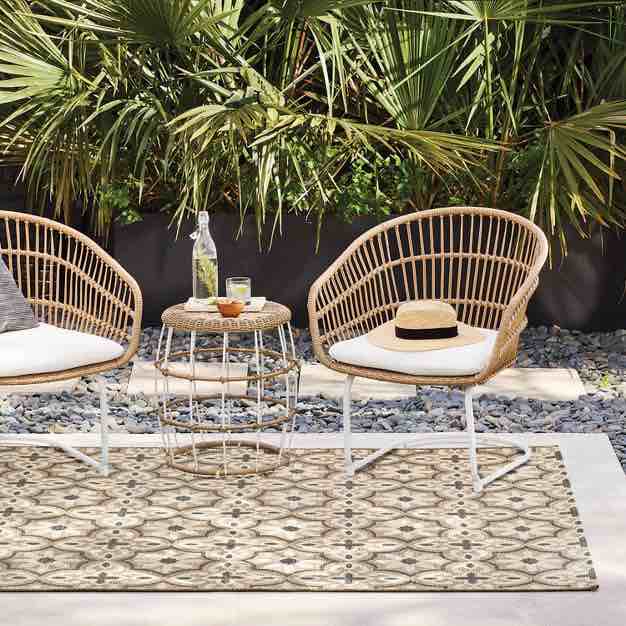 5'x7' Tonal Tile Outdoor Area Rug Tan - Threshold