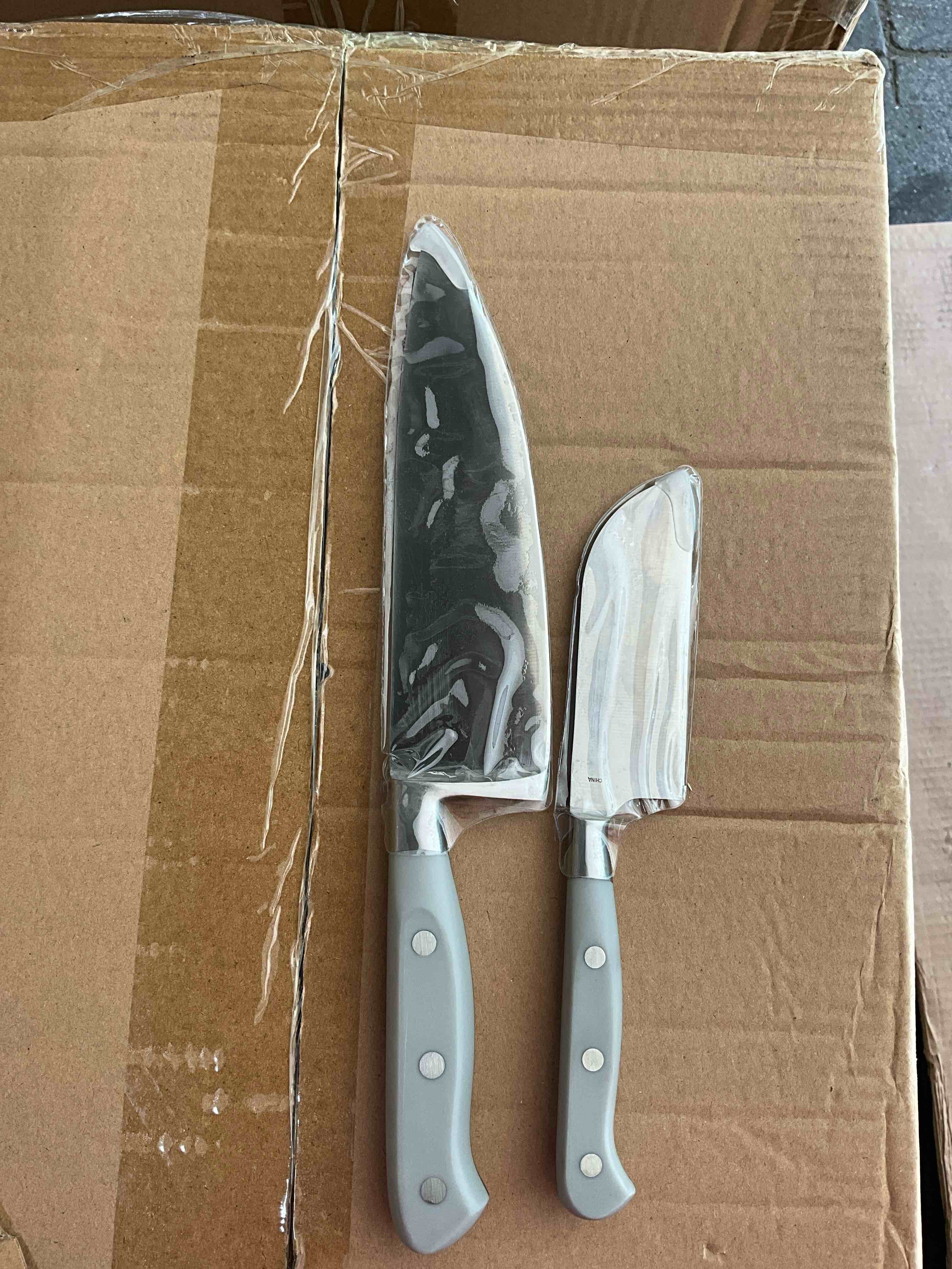 Mad Hungry 2-Piece German Steel Knife Set 7" Chef & 4.25" Santoku Knife Gray