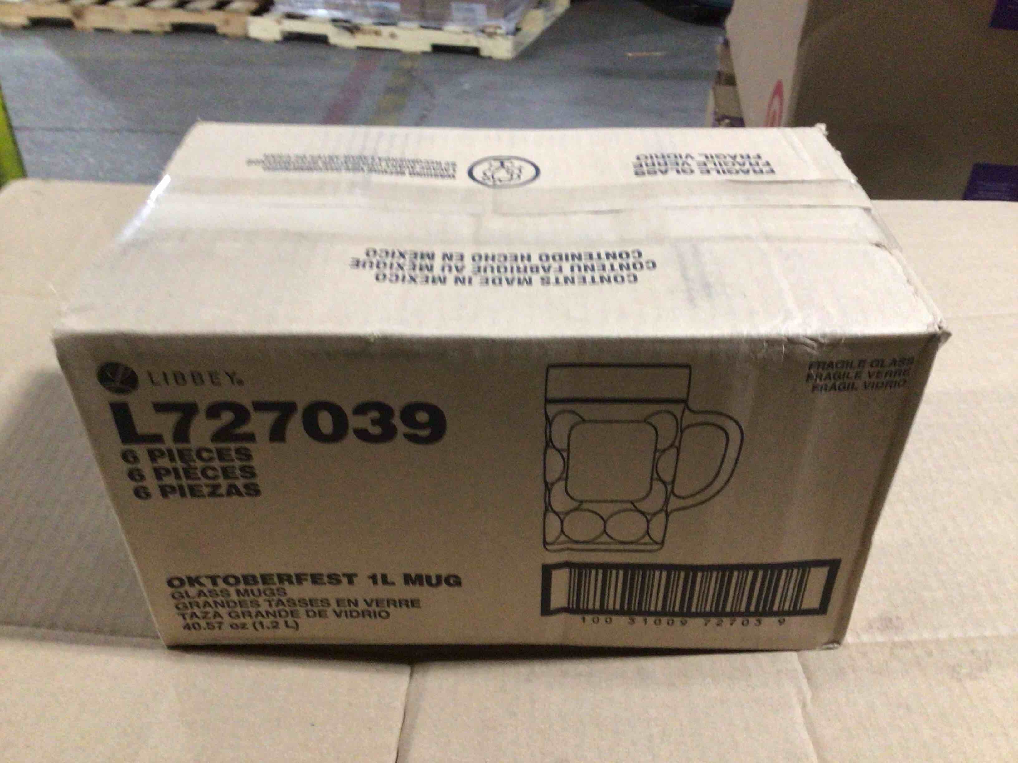 Case of 6 Libbey Oktoberfest 1 Liter Glass Mugs