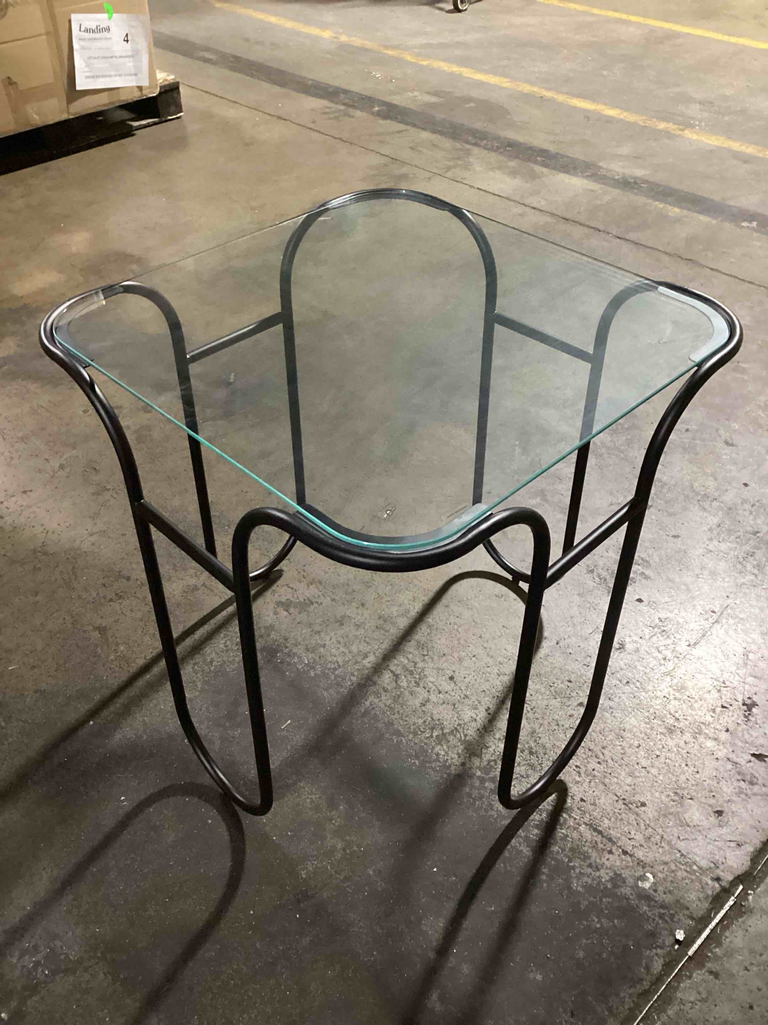 Landing 24-Inch Square Tempered Glass End Table With Black Metal Frame