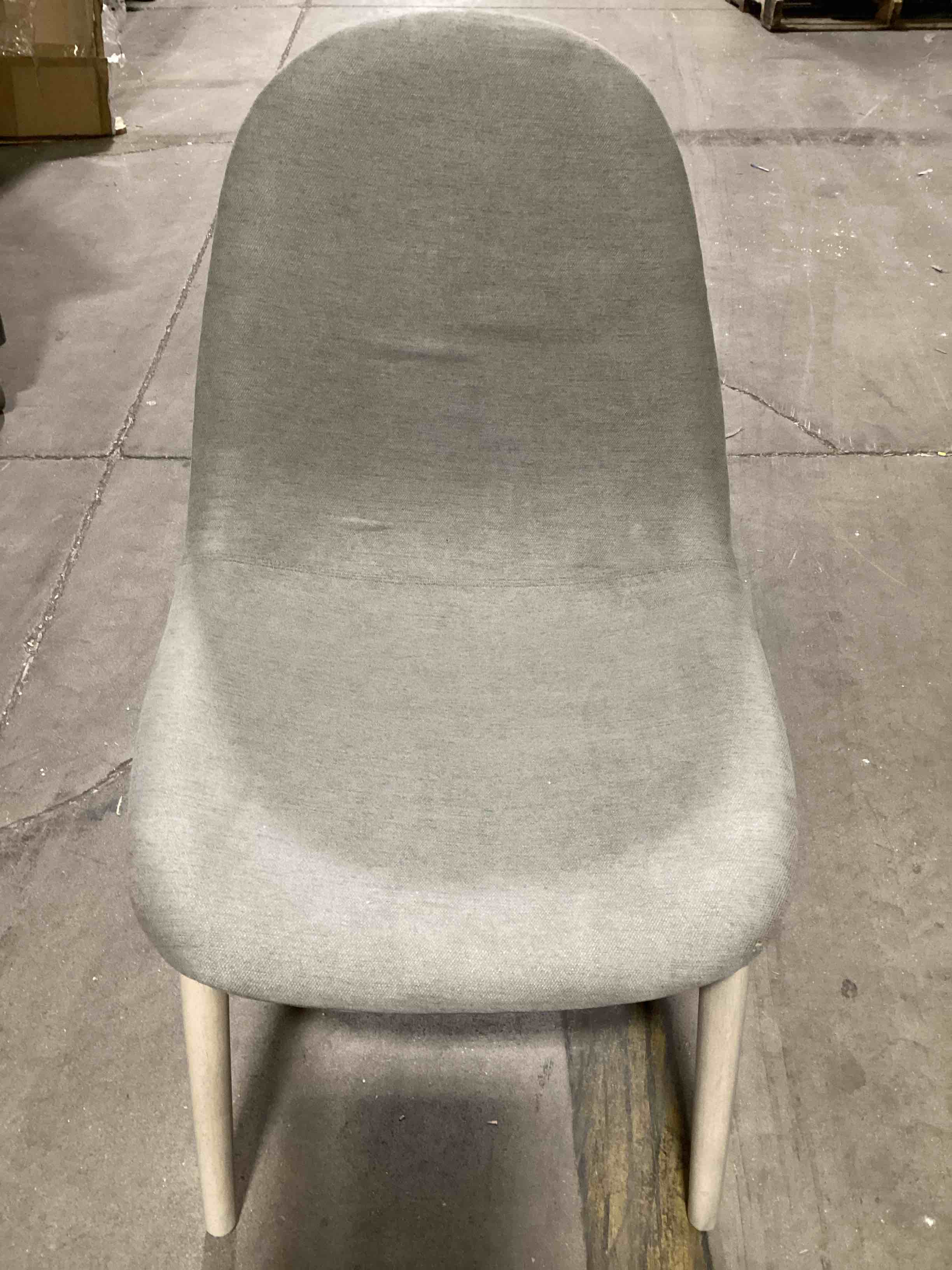 Landing Grey Armless Chair With White Walnut Legs 