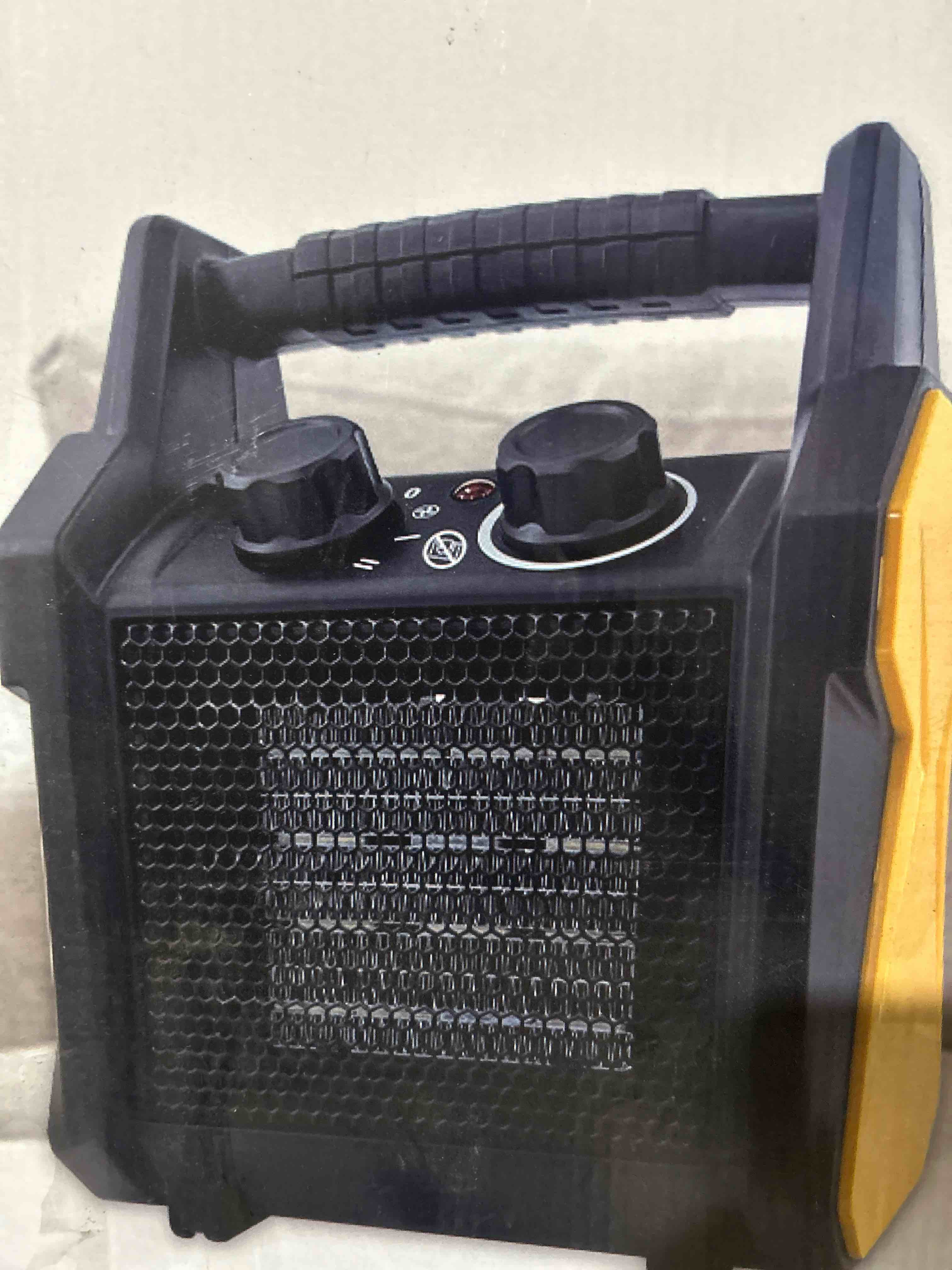 fan heater black/yellow accent