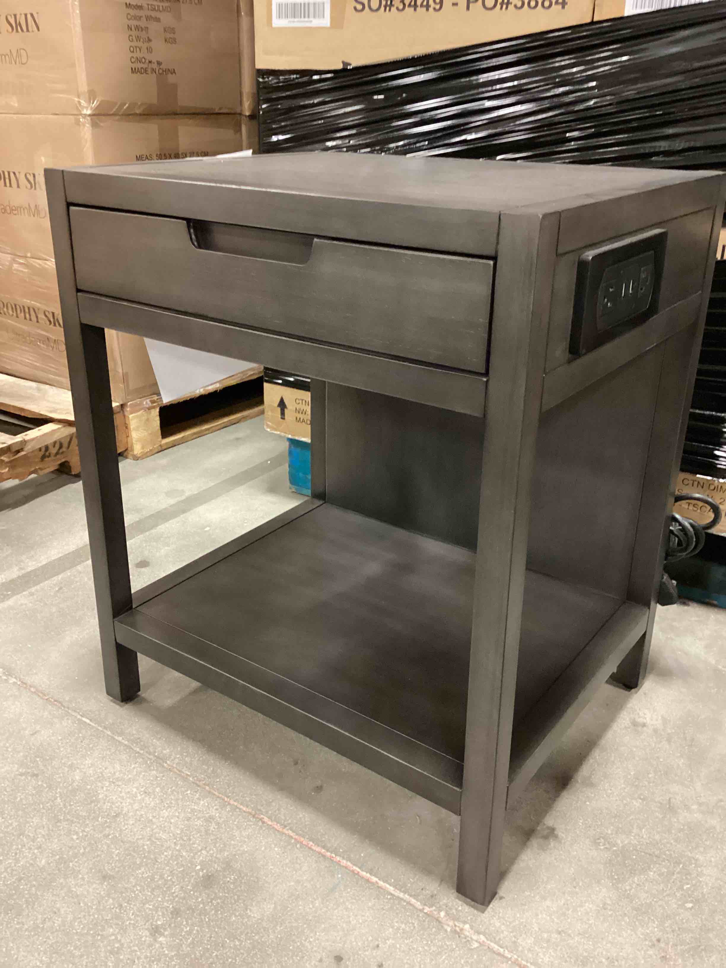 One drawer nightstand, Asian black powered 22 x 18 x 26